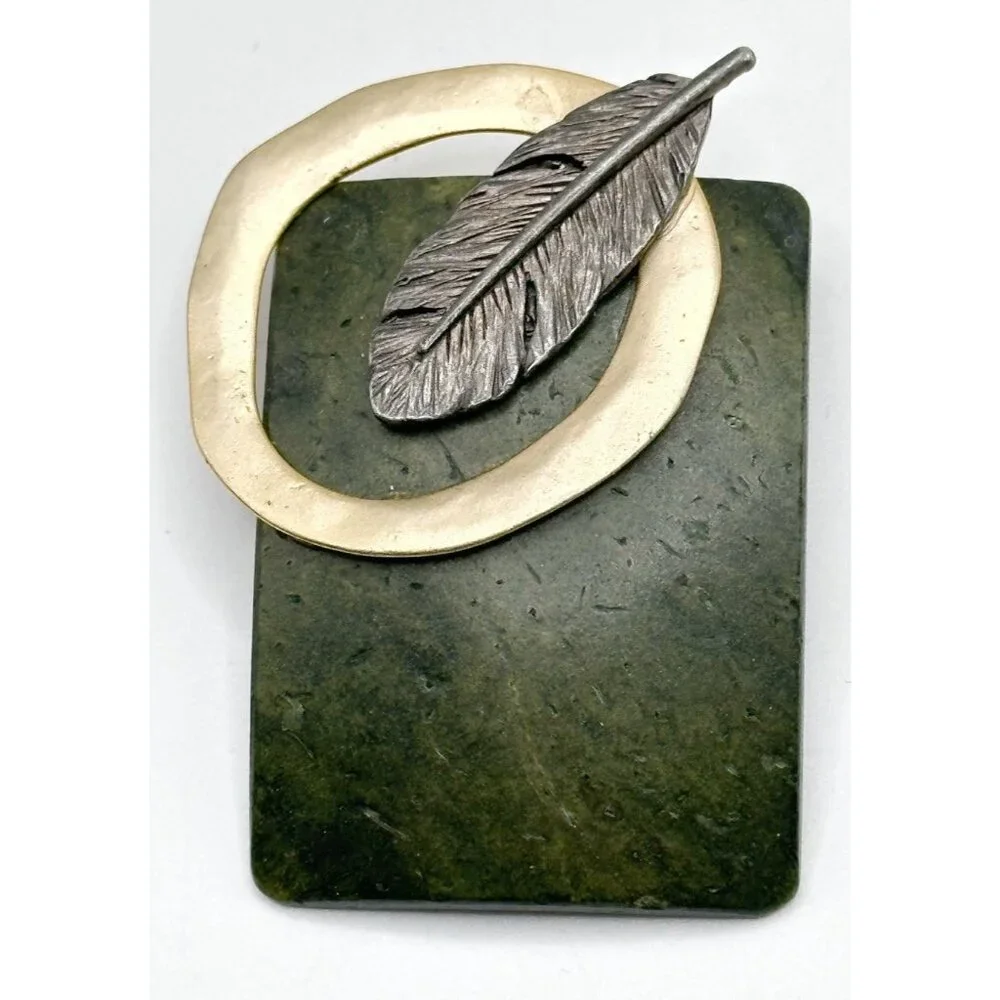 Organic Nature Inspired Metal And‎ Other Material Pin Brooch Marked